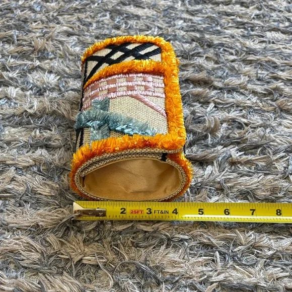 Anthropologie Multicolor Embroidered Clutch with Orange Trim Magnetic Closure - Picture 12 of 13
